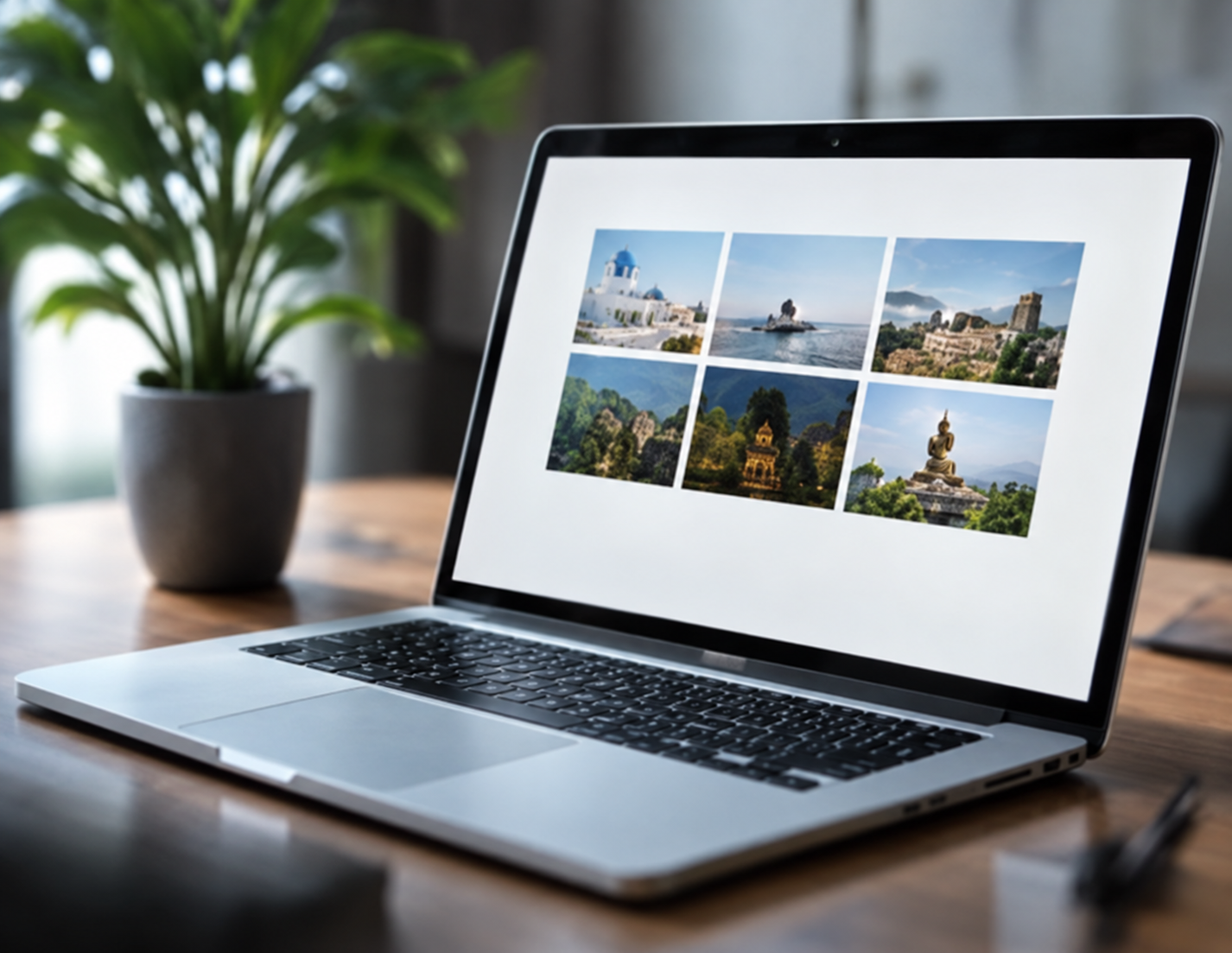 建築のウェブサイトを表示するノートパソコン